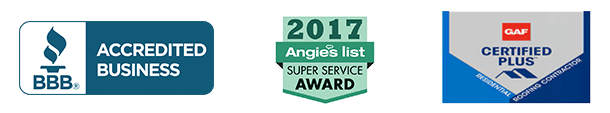 Accredited Logo 2017 Angies list super service award GAF Certified logo
